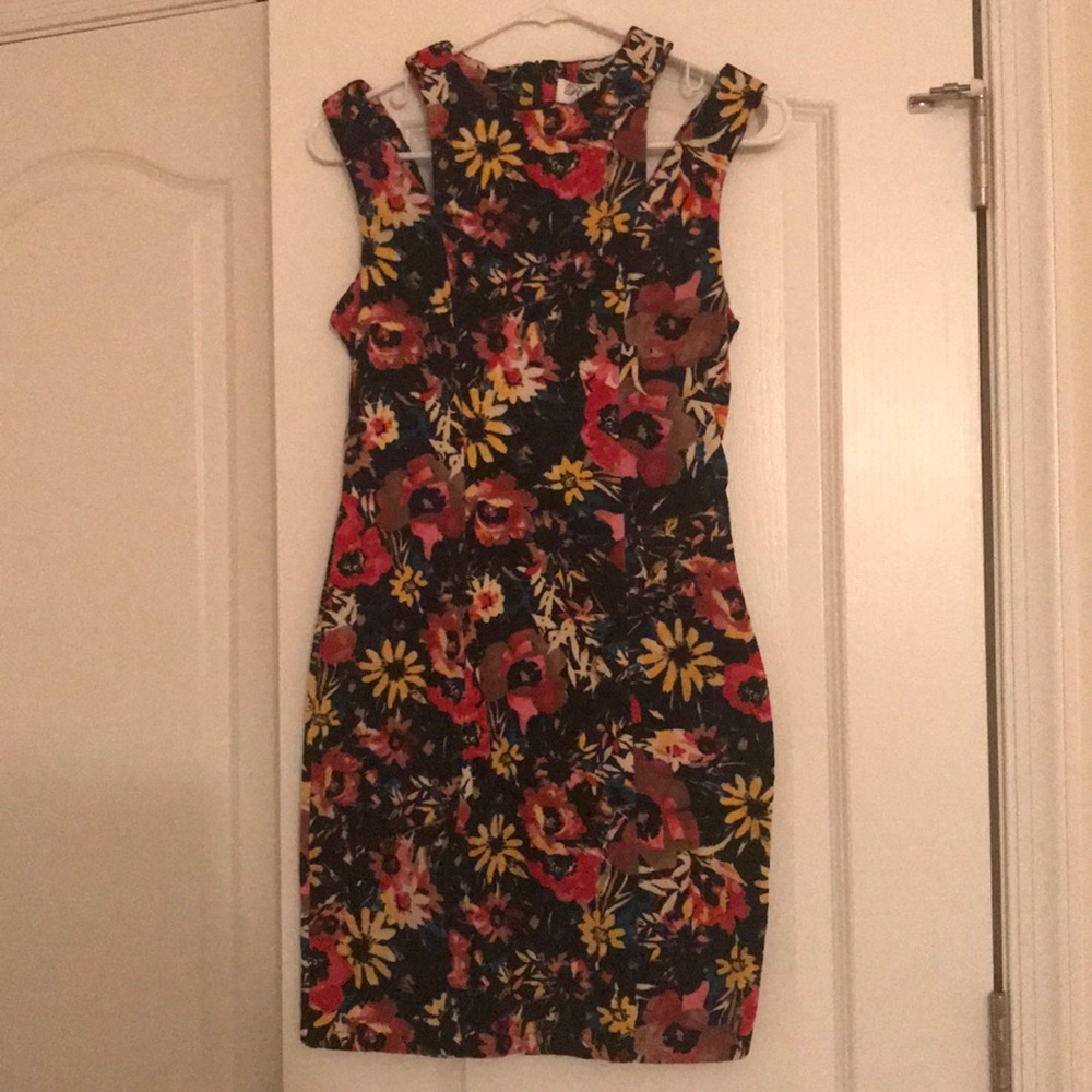 Colorful flower print dress